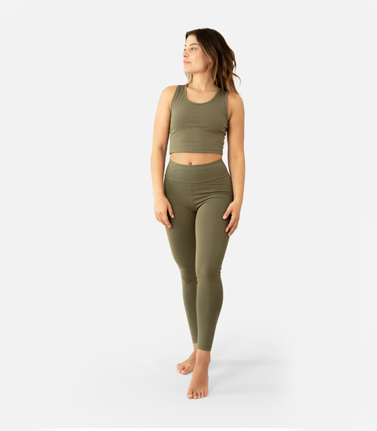 Burnt Olive - Organic Yoga Leggings Daya Model | Lotuscrafts