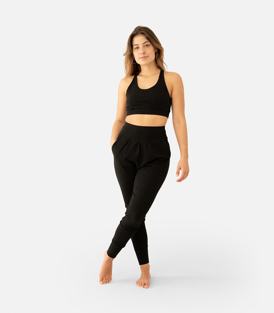 Schwarz Black - Organic Yoga Pants Hari Model | Lotuscrafts