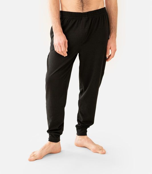 Schwarz Black - Organic Mens Yoga Pants Manu Front | Lotuscrafts