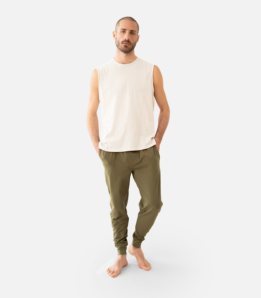 Burnt Olive - Organic Mens Yoga Pants Manu Model | Lotuscrafts